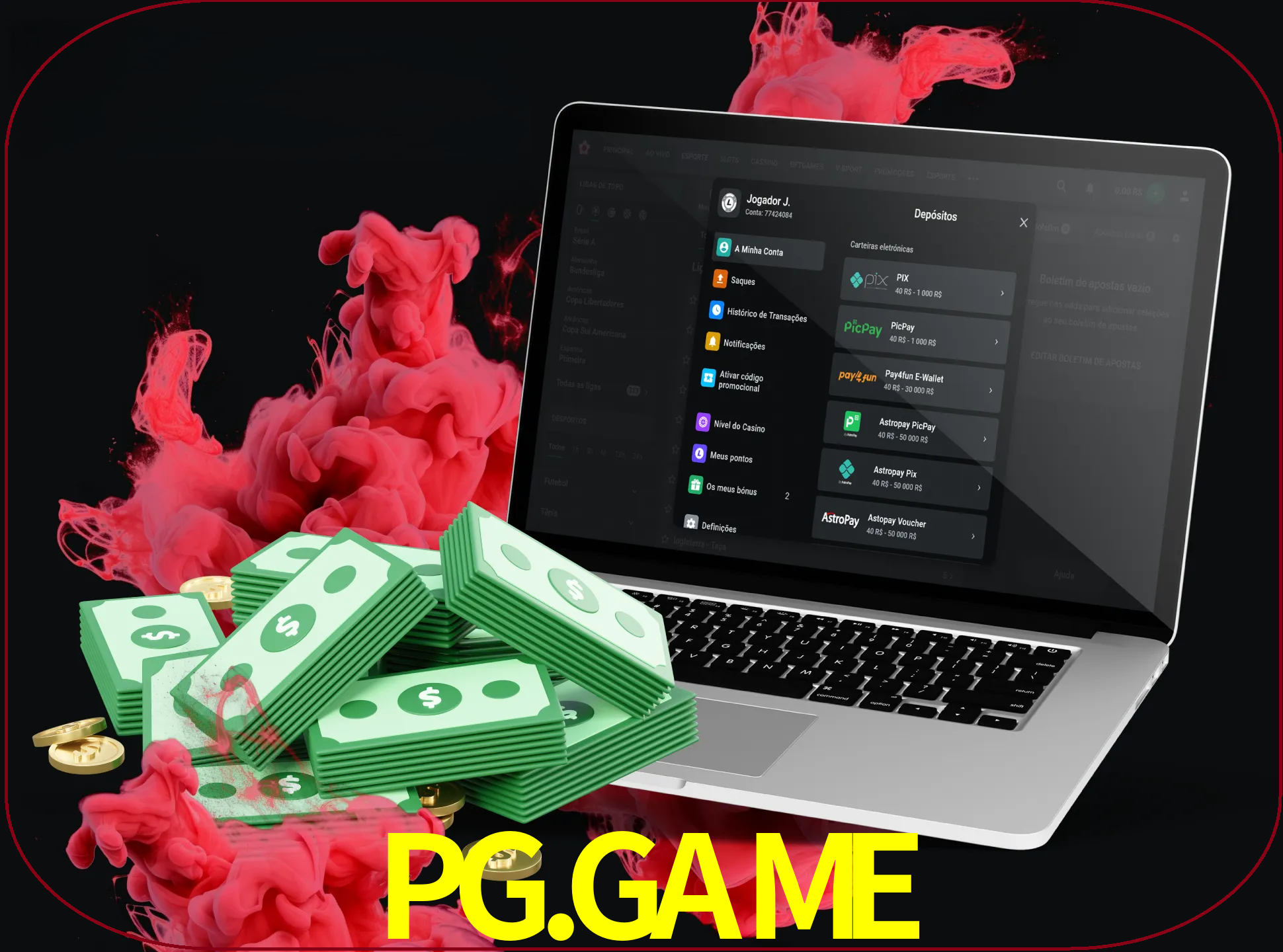 Para efetuar um depósito na sua conta pg.game, basta escolher o método de depósito e especificar o montante.