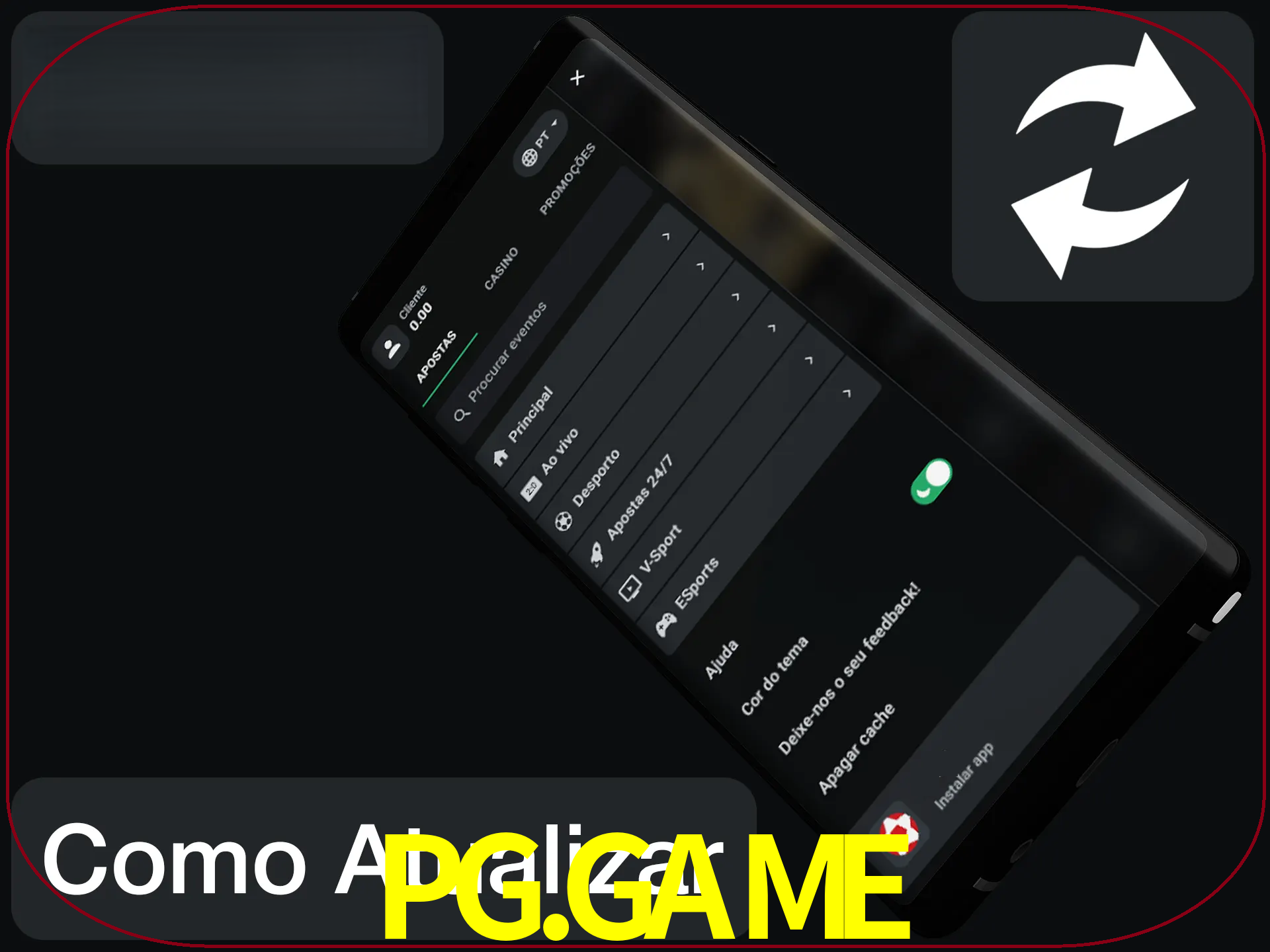 O aplicativo é atualizado automaticamente quando você faz o login.