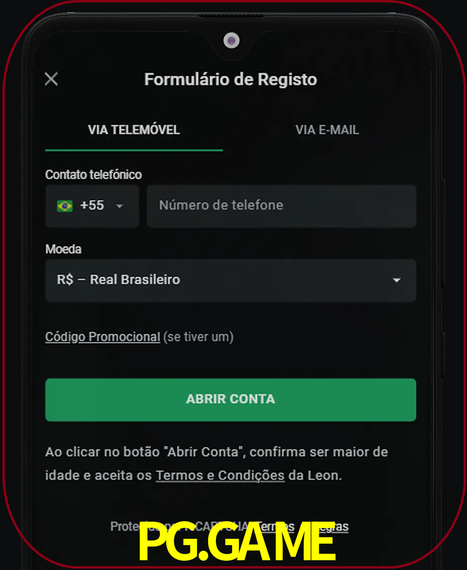 Abra o aplicativo e inicie o processo de registro.